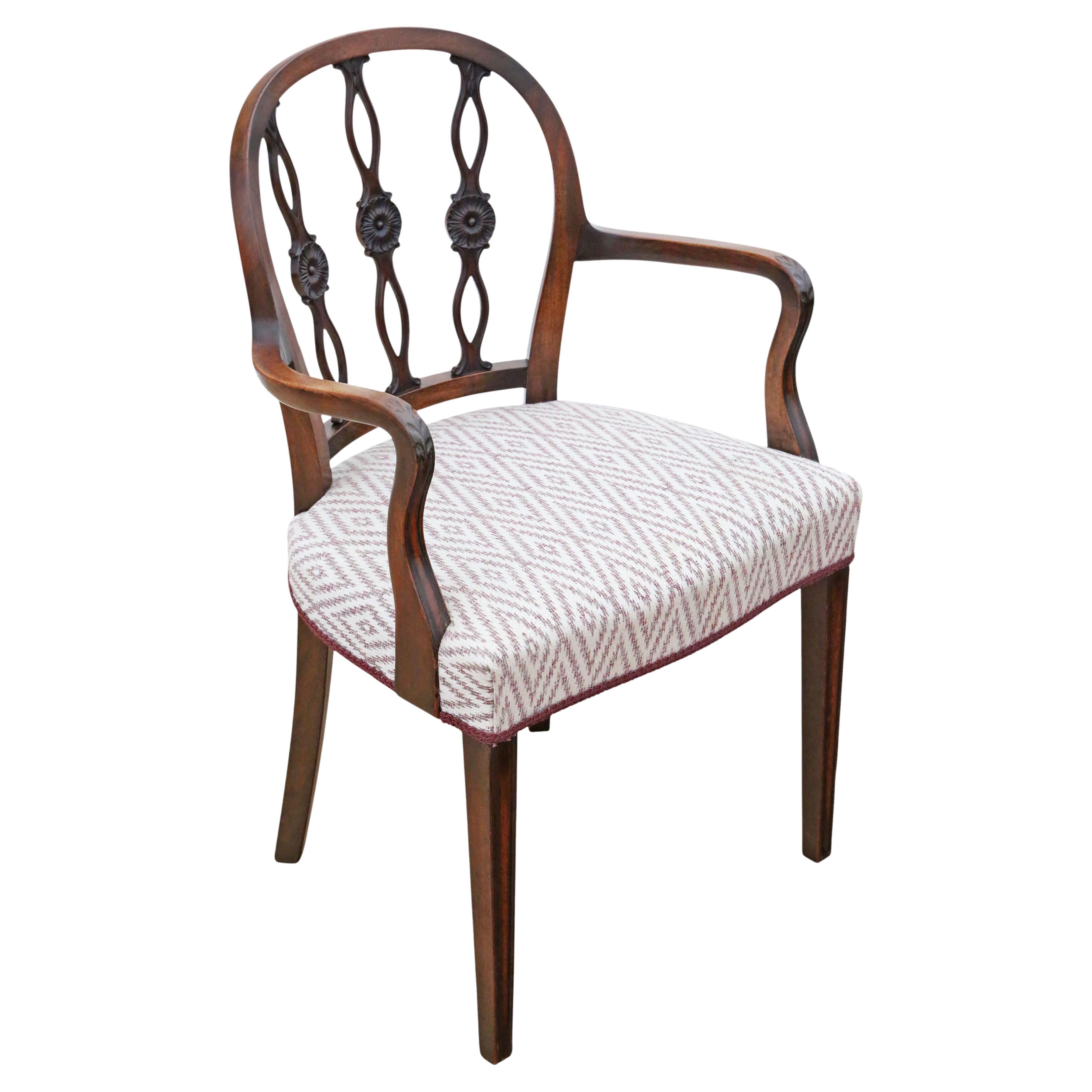 Antique Early 19th Century Mahogany Elbow Chair – Dining, Side, or Desk Chair