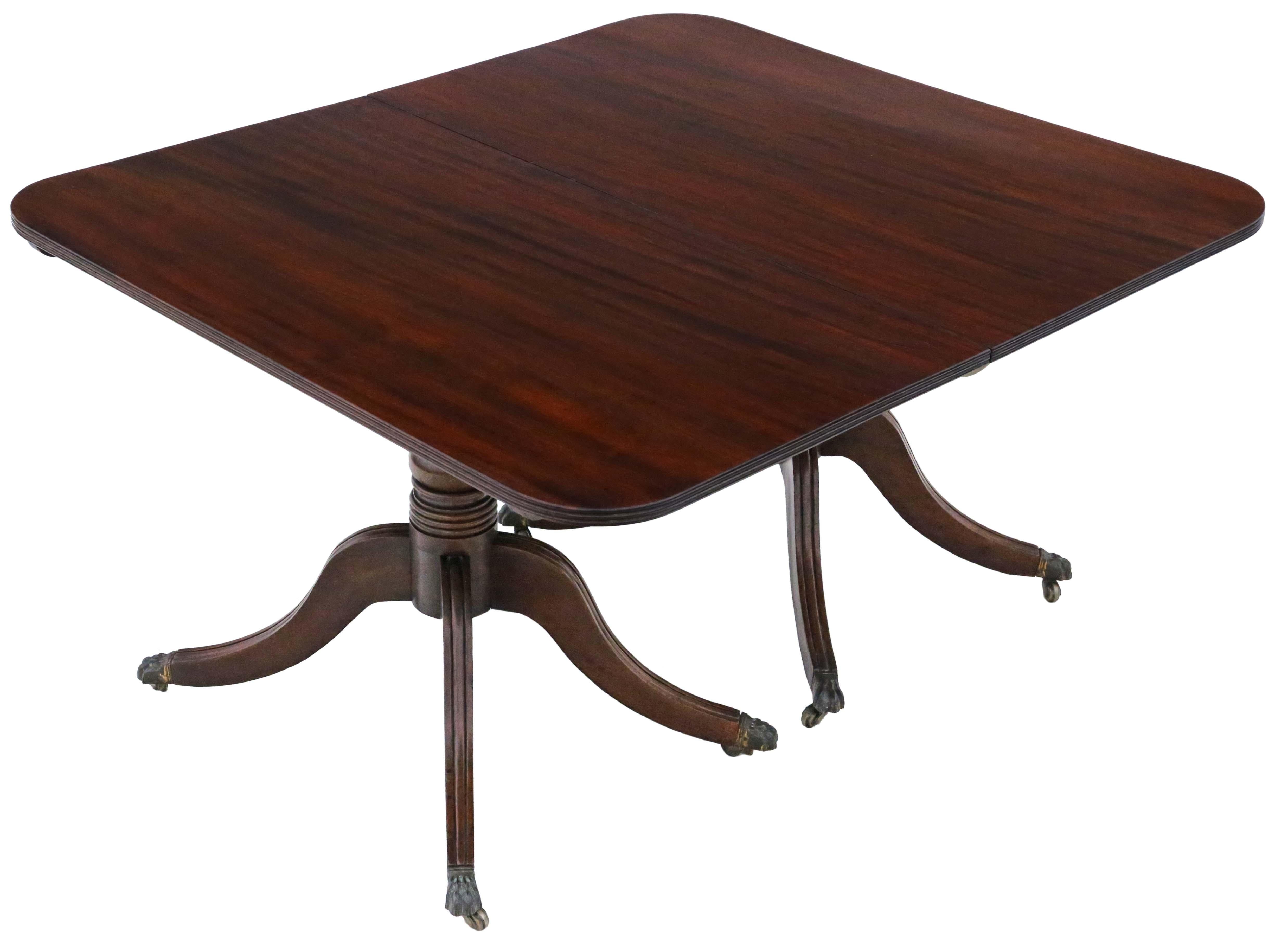 Antique Early 19th Century Mahogany Extending Dining Table Pedestal 8'3