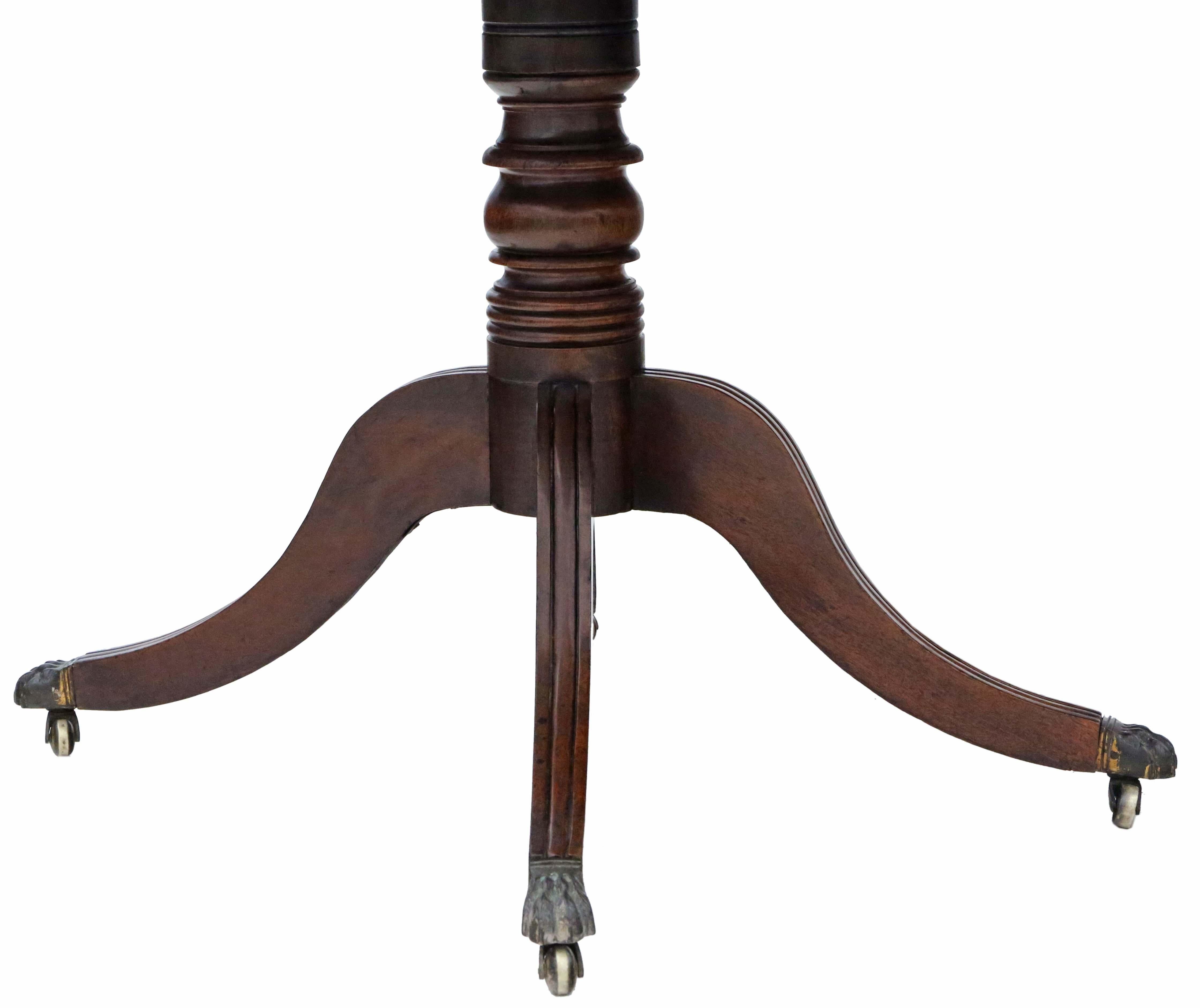 Antique Early 19th Century Mahogany Extending Dining Table Pedestal 8'3