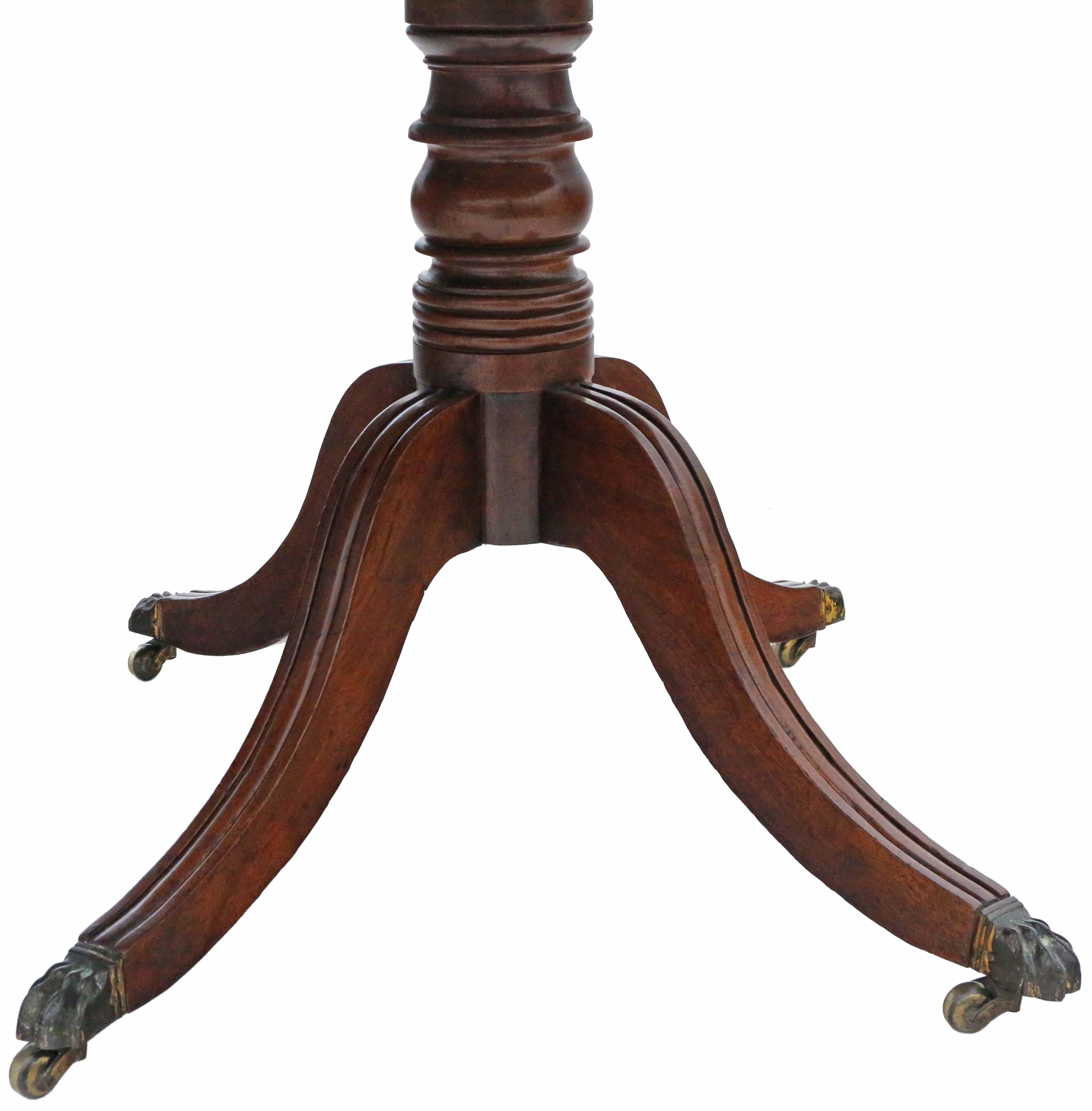 Antique Early 19th Century Mahogany Extending Dining Table Pedestal 8'3