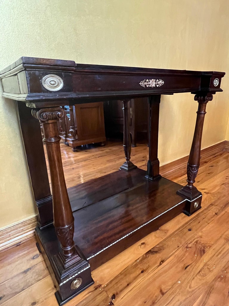 Antique Early 19th Century Mahogany Hall Table with Mirror For Sale 1