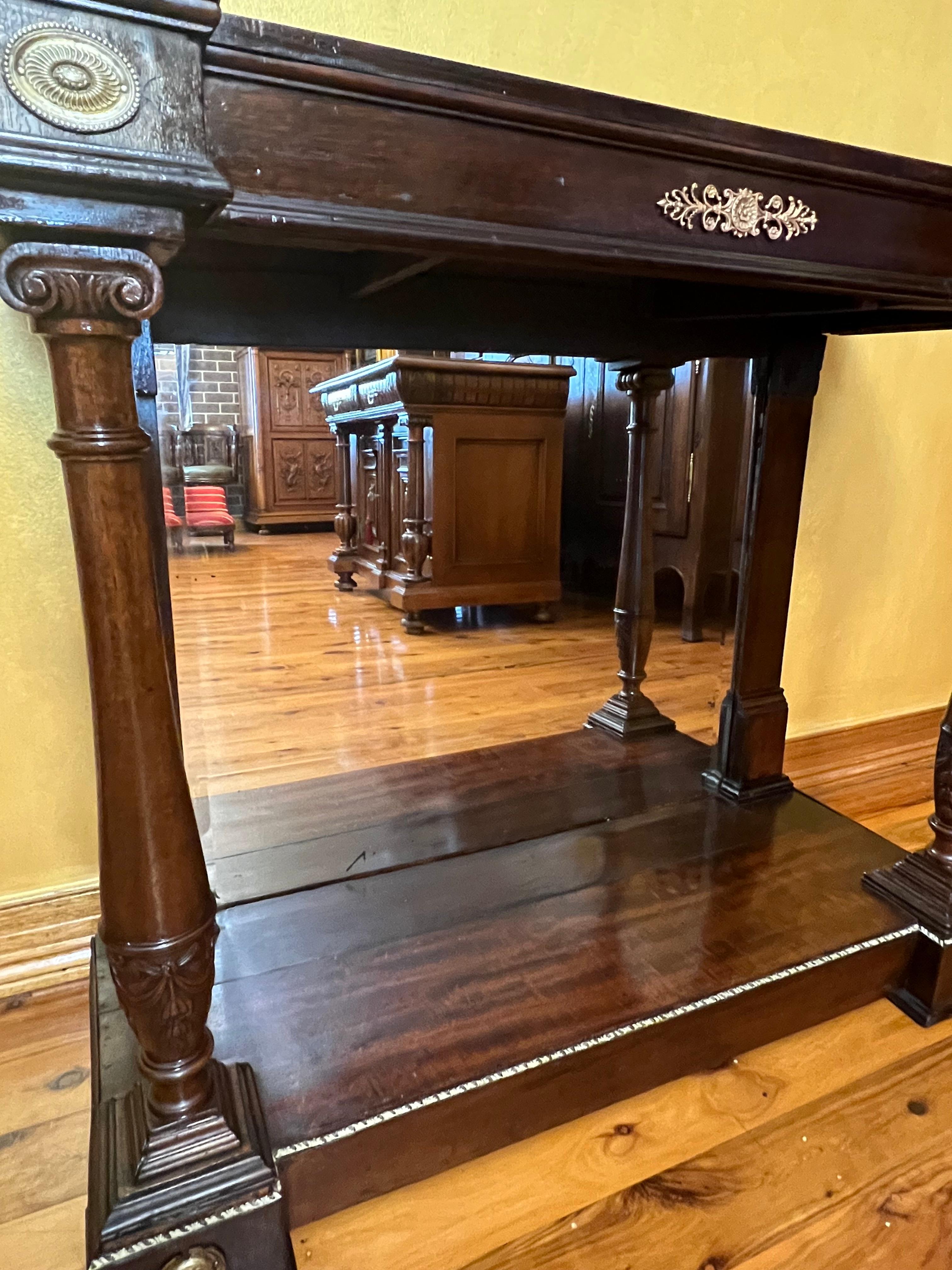 Antique Early 19th Century Mahogany Hall Table with Mirror For Sale 4