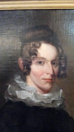 Pintura al óleo original antigua del siglo XIX Retrato de una dama aristocrática