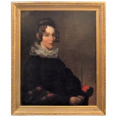 Original Antique 19th Century Oil Painting Portrait of an Aristocratic Lady