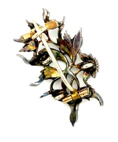 Antike Brosche aus dem frühen 19. Jahrhundert mit Diamantschliff Blumensprühkopf Silber