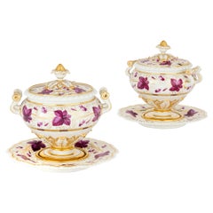 Antique Early 19th Century Pair Tureens Painted Porcelain Flight Barr & Barr
