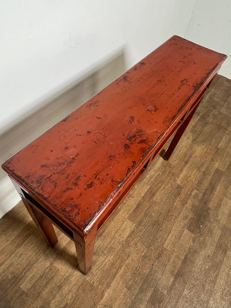 Elm Single Plank Coffee Table From Gansu - 19thC Elm Single Plank Coffee Table From Gansu - 19thC