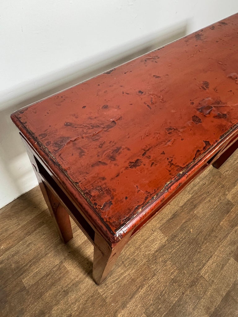 Elm Single Plank Coffee Table From Gansu - 19thC Elm Single Plank Coffee Table From Gansu - 19thC