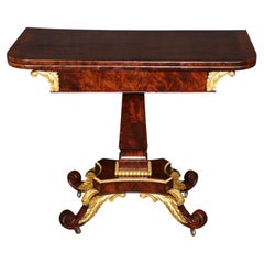 Antique Early 19th Century Regency Style Gilt Accent Flip Top Game Table