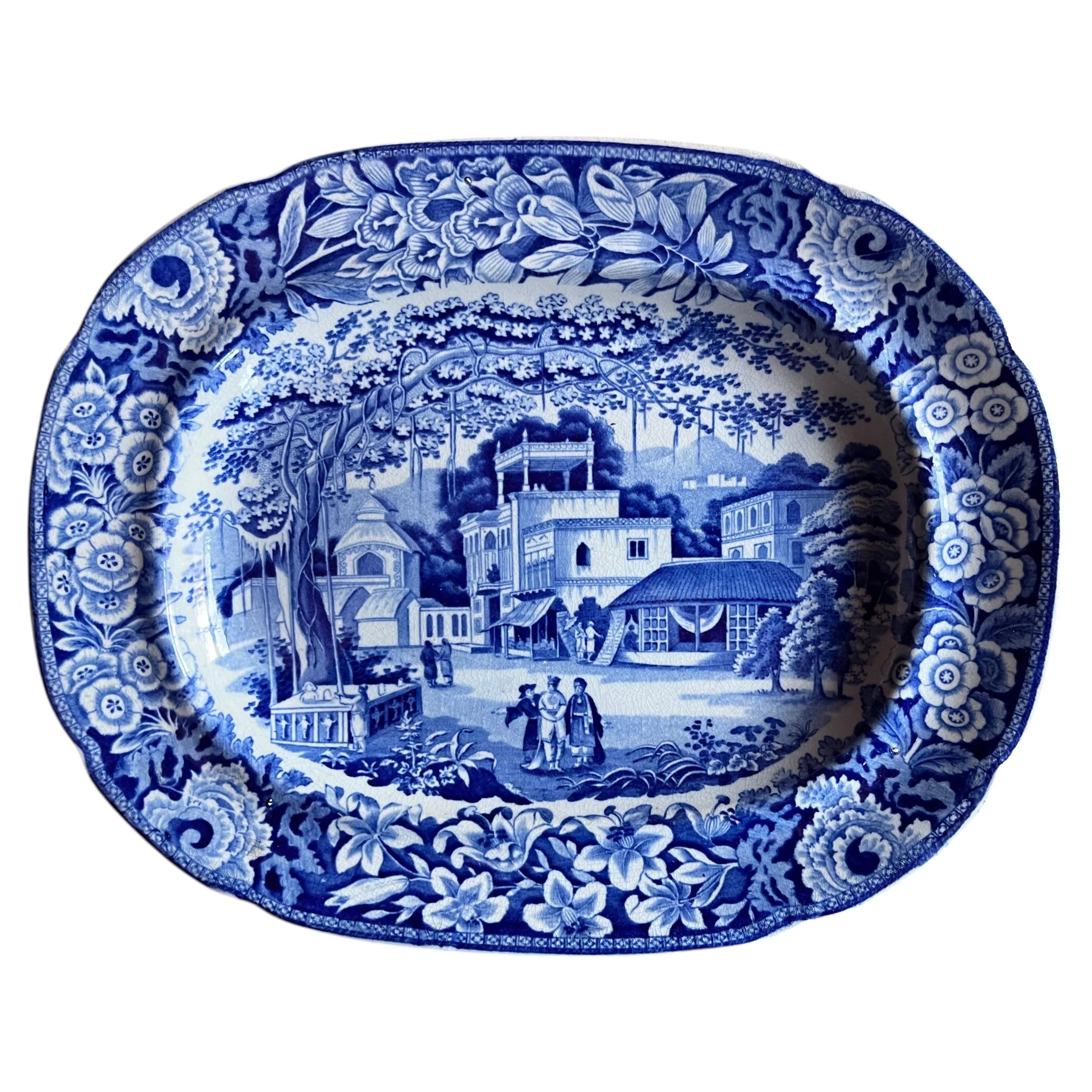 Antike kleine Platte aus dem frühen 19. Jahrhundert von Riley, blau-weißes Transferware-Porzellan