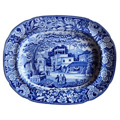 Antique Early 19th Century Riley's China Blue & White Transferware Small Platter