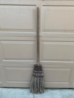 Antique Early 19th Century Rustic Hand Made Wooden Broom