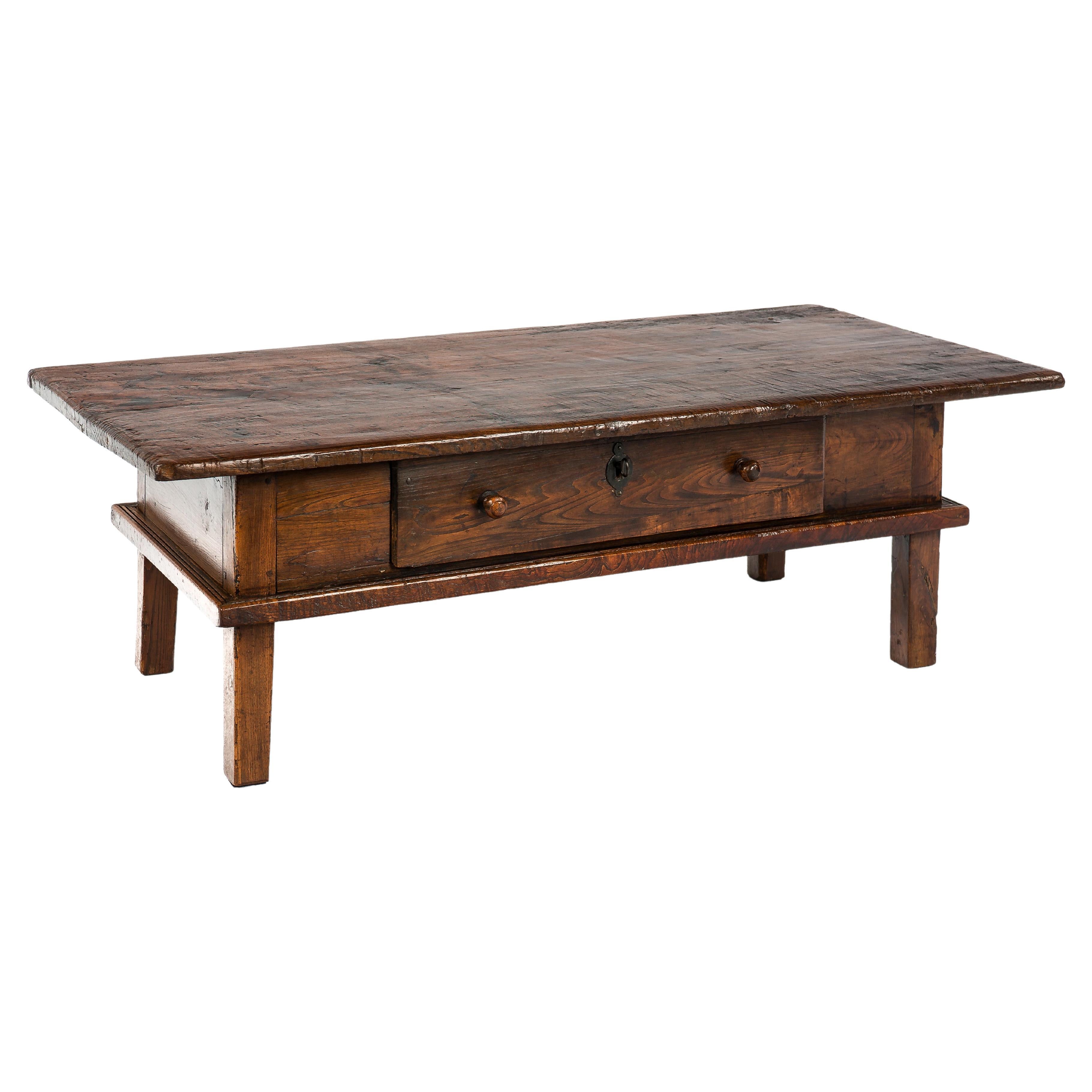 Antique Early 19th-Century Rustic Spanish Warm Brown Chestnut Coffee Table