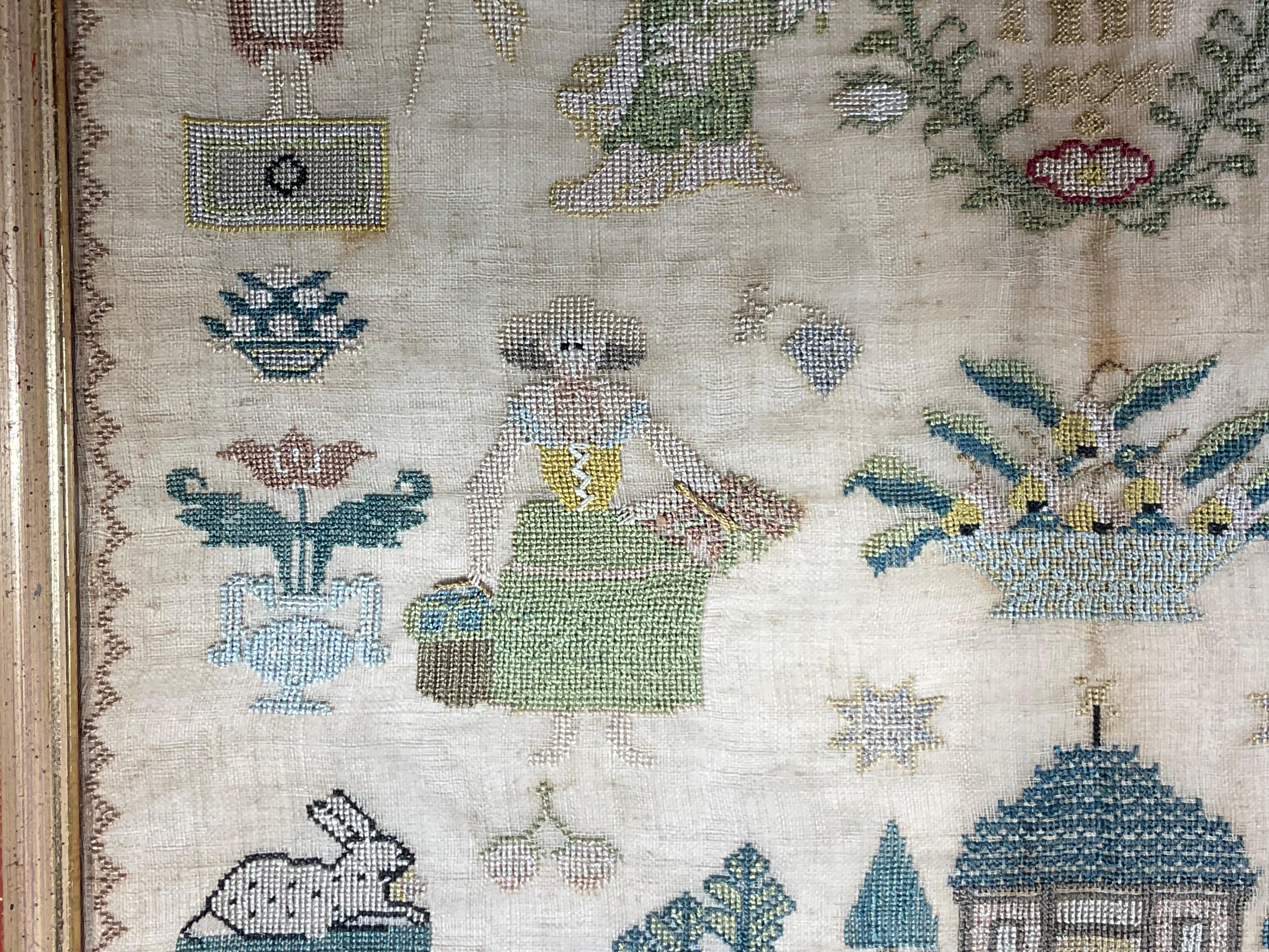 Antique Early 19th Century Schoolgirl Needlework Sampler – Dated 180X For Sale 5