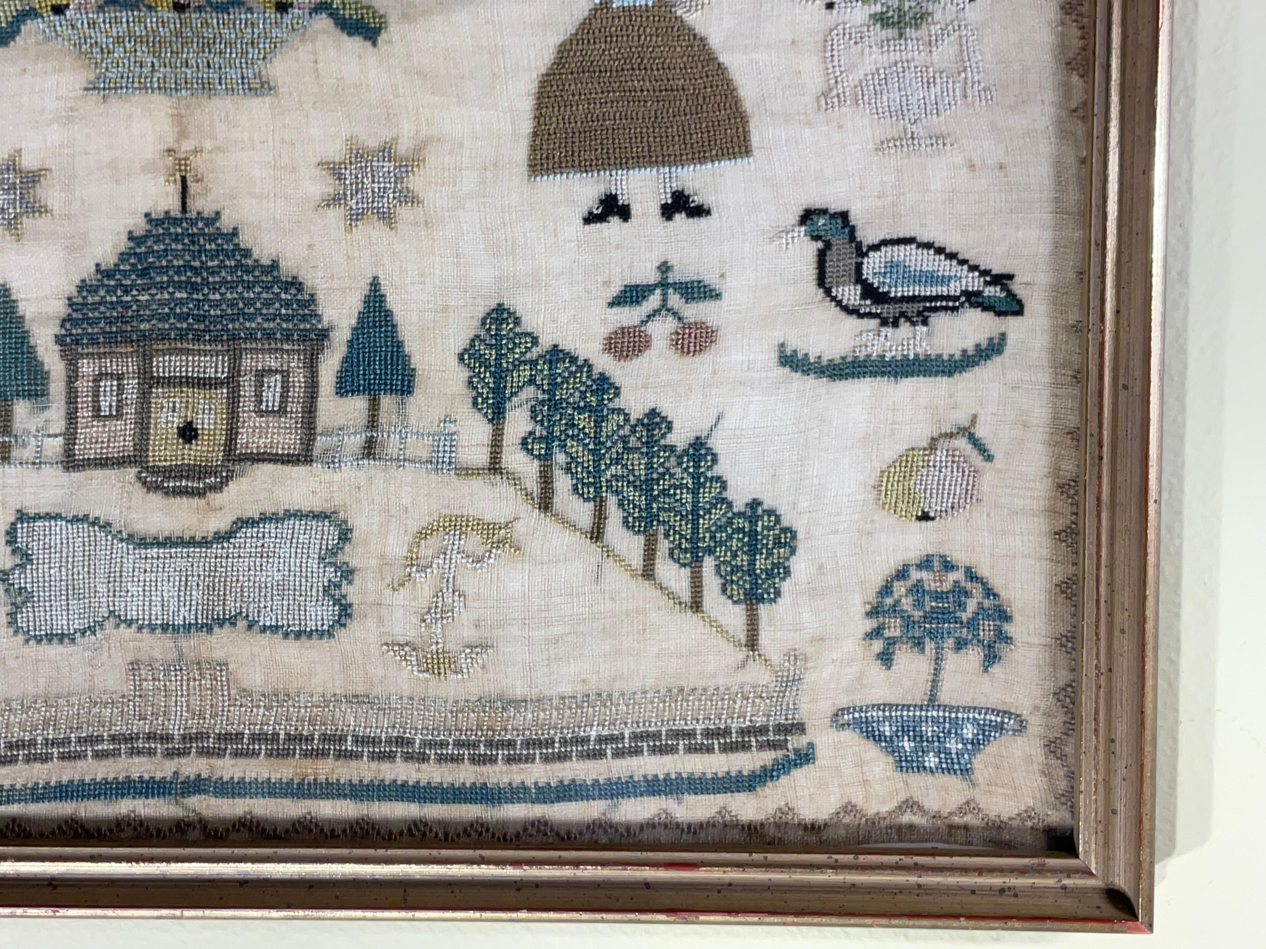 Antique Early 19th Century Schoolgirl Needlework Sampler – Dated 180X For Sale 6