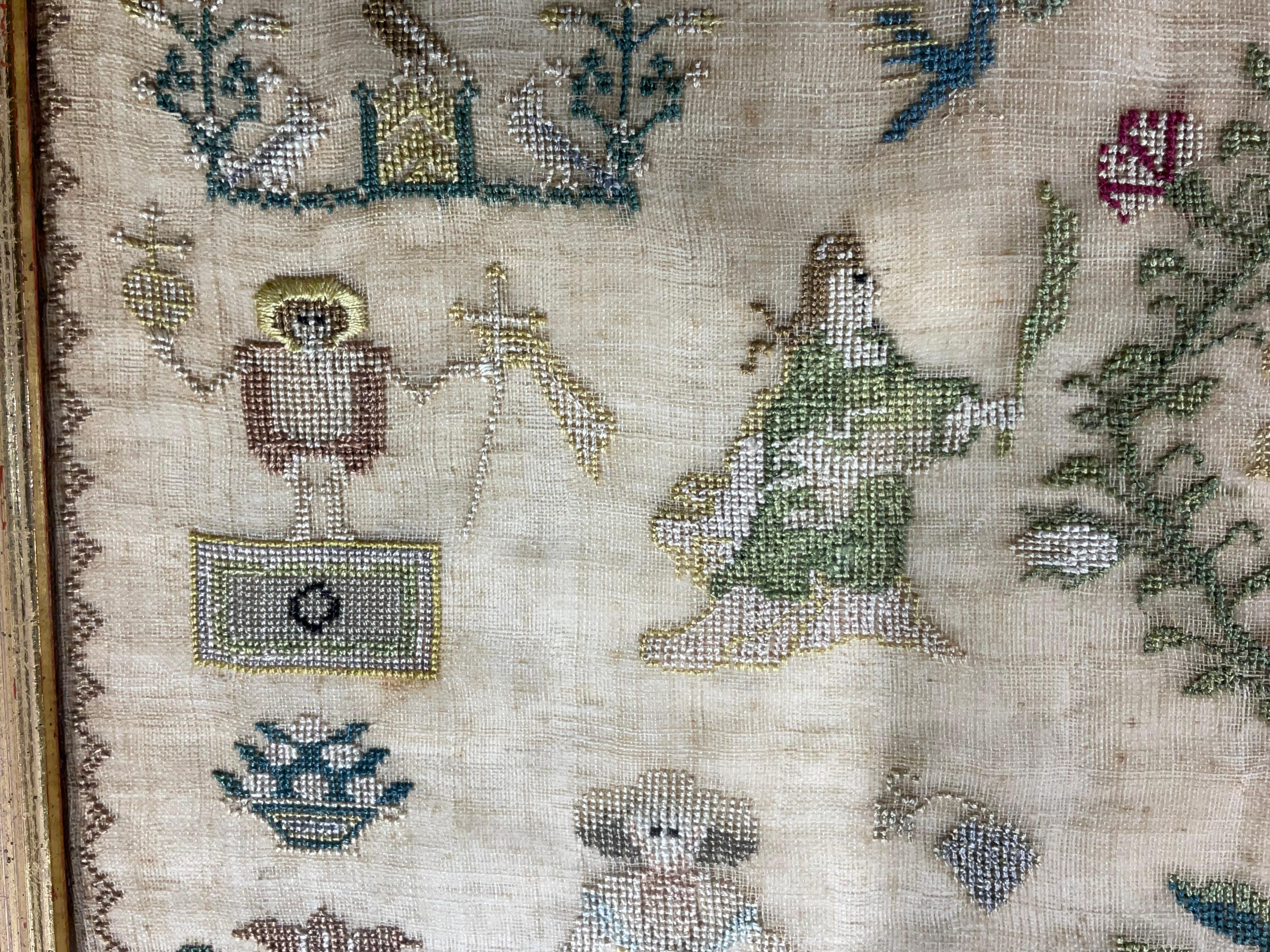 Antique Early 19th Century Schoolgirl Needlework Sampler – Dated 180X For Sale 9