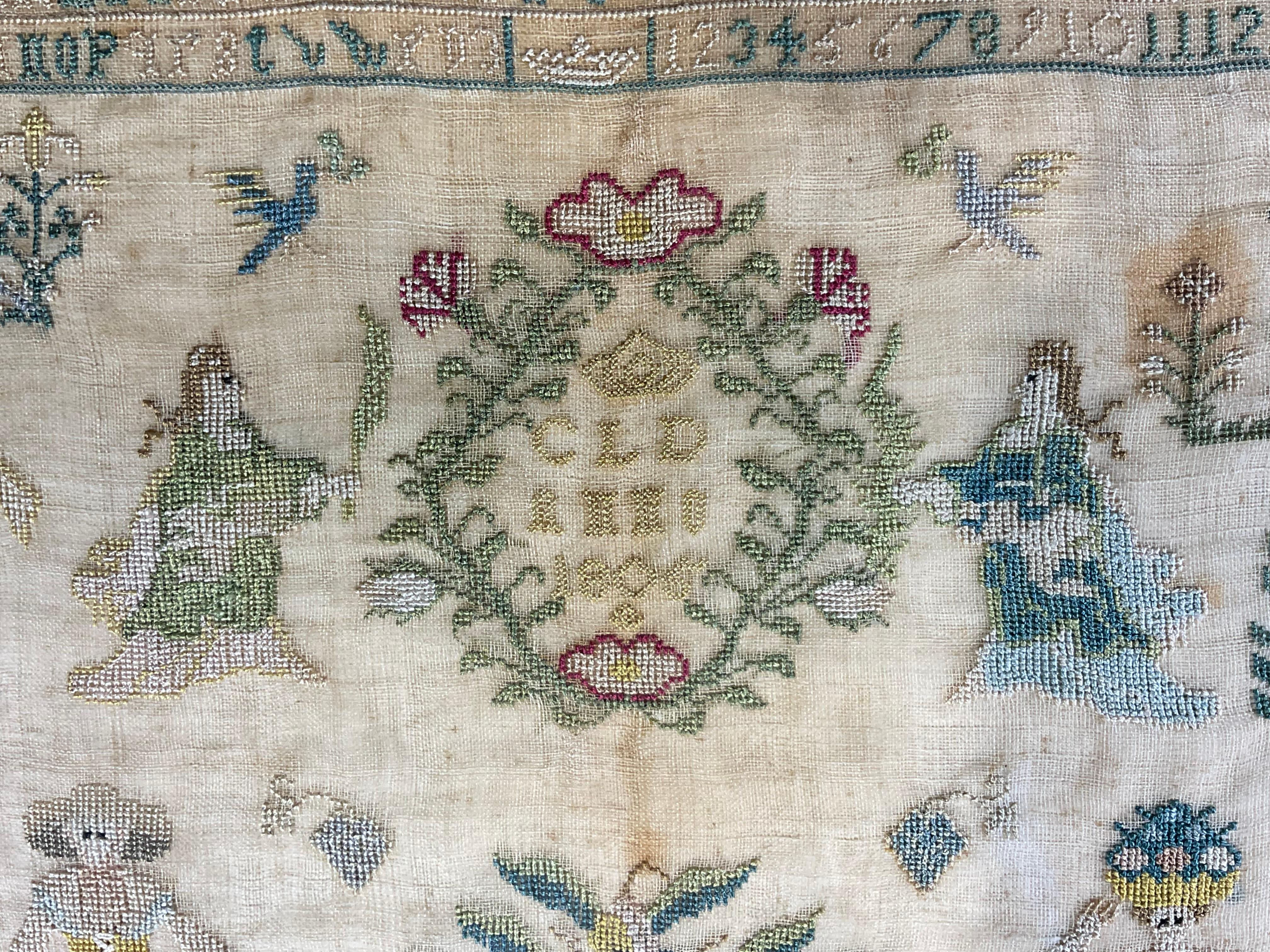 Antique Early 19th Century Schoolgirl Needlework Sampler – Dated 180X For Sale 10