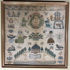Antique Early 19th Century Schoolgirl Needlework Sampler – Dated 180X