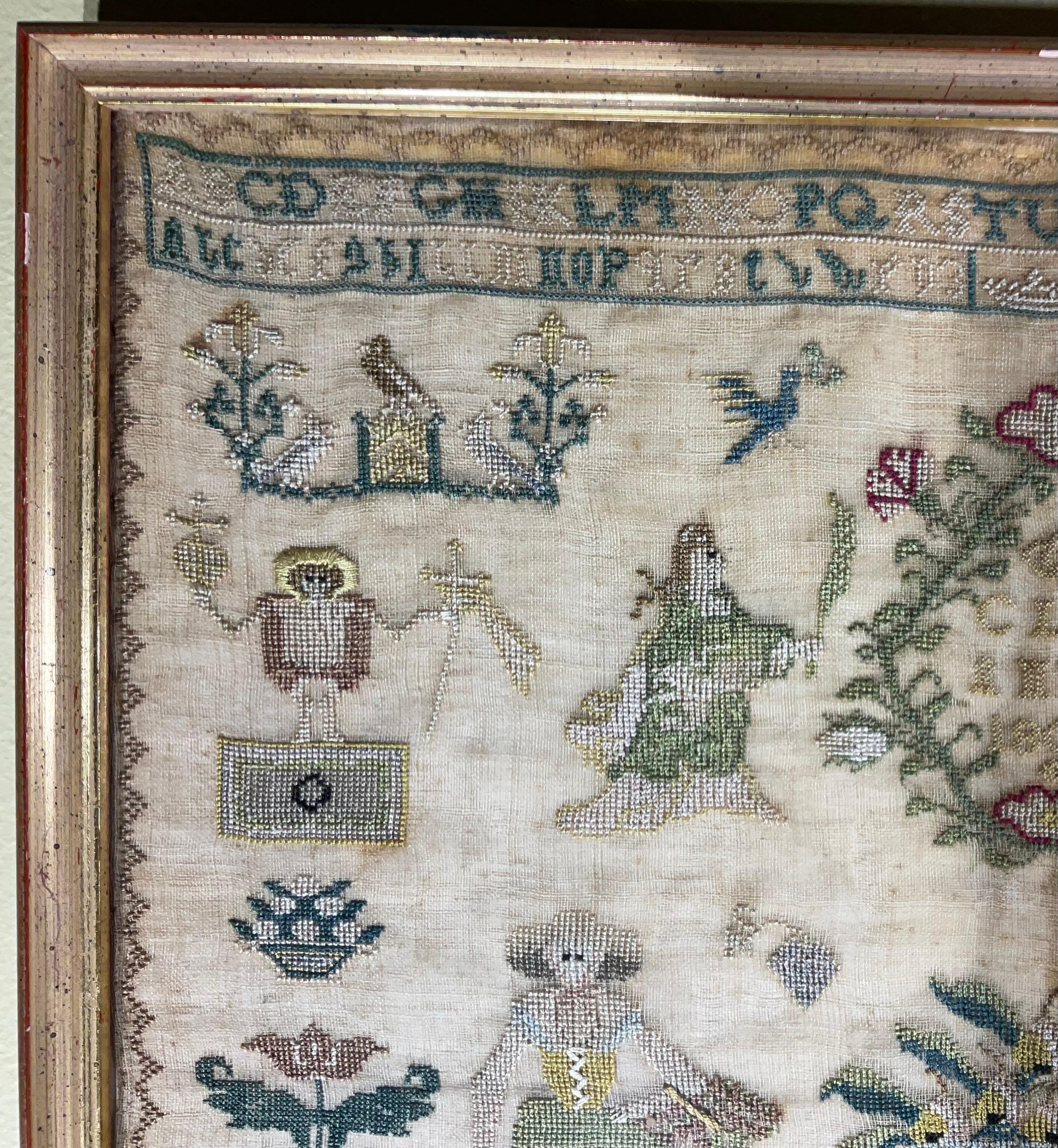 18th Century Antique Early 19th Century Schoolgirl Needlework Sampler – Dated 180X For Sale