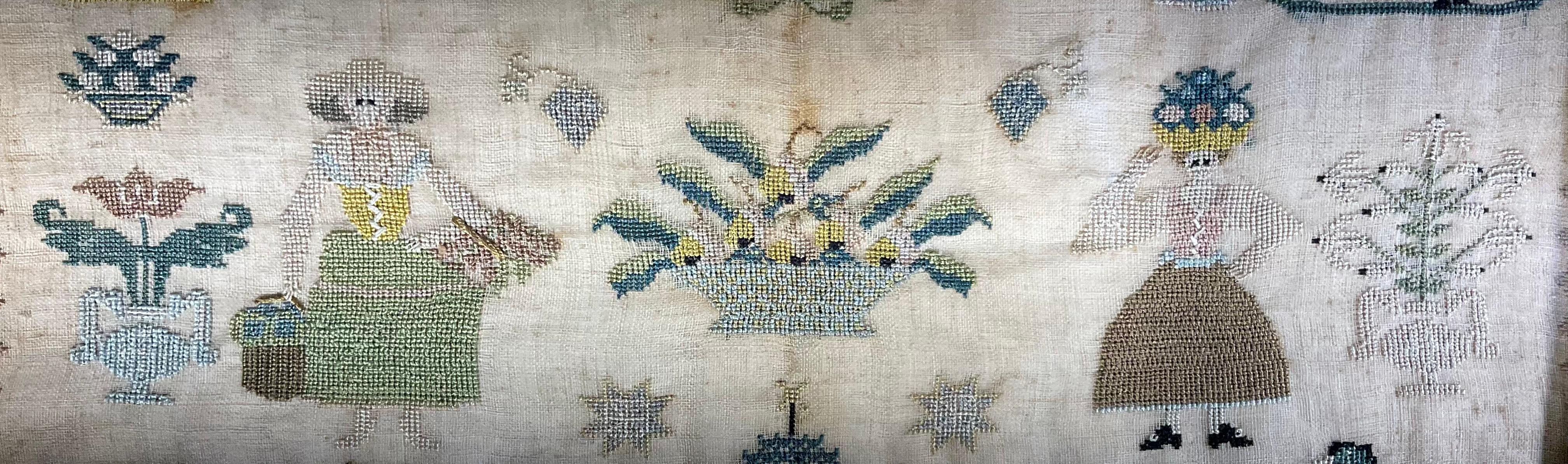 Antique Early 19th Century Schoolgirl Needlework Sampler – Dated 180X For Sale 1