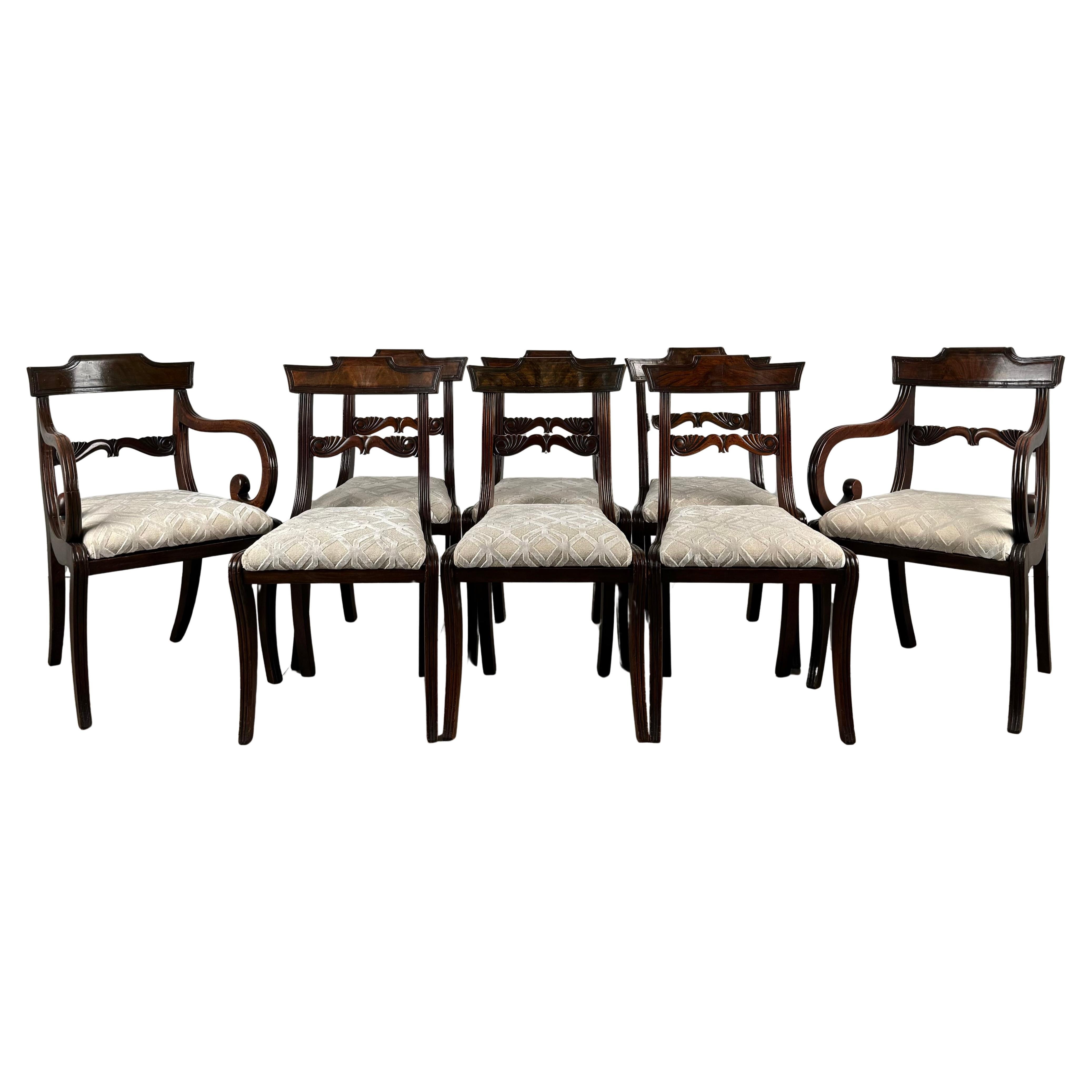 Ensemble de 8 chaises de salle à manger Regency du début du 19ème siècle ( REF AF-3167 )