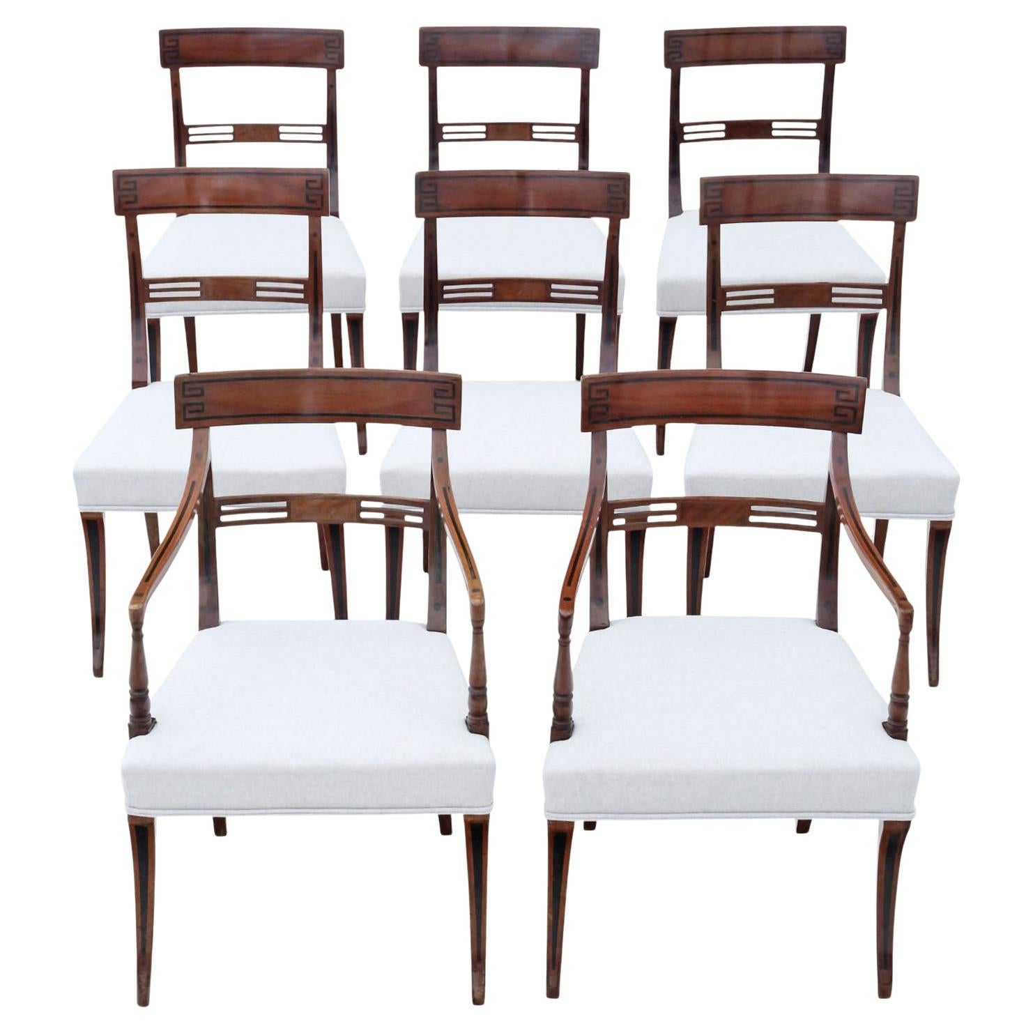 Anciennes chaises de salle à manger et de carver en acajou du début du 19e siècle de l
époque géorgienne et régence