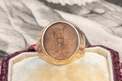 Antique Early 19th Century Signet Ring Set with Ancient Roman 1st-3rd Century AD