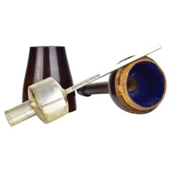 Hydromètre de vin en argent du début du 19e siècle dans son coffret d'origine en bois tourné