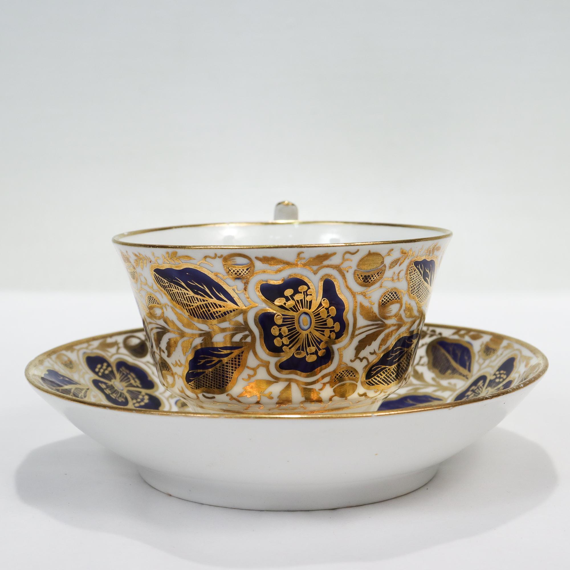 Antike antike Spode-Porzellan-Musternummer 2408 Teetasse und Untertasse aus dem frühen 19. Jahrhundert (Vergoldet) im Angebot