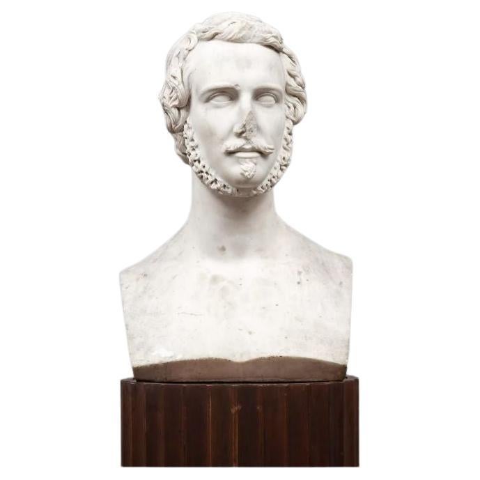 Antique Statuary Carrara Marble Bust of John Milton, circa 1880 For