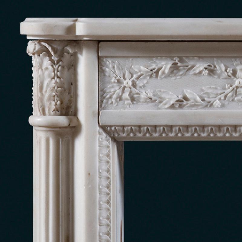 Regency Antique Early 19th Century Statuary Marble Fireplace Mantle For Sale