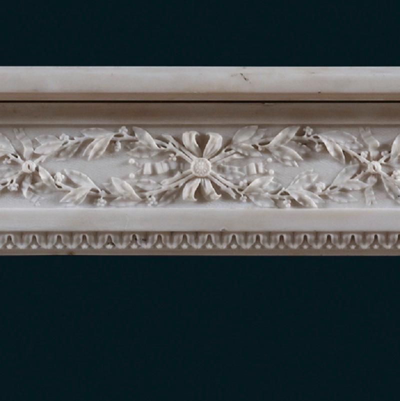 British Antique Early 19th Century Statuary Marble Fireplace Mantle For Sale