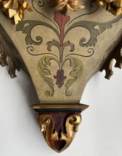 Consola/soporte veneciano antiguo de principios del siglo XIX pintado a mano y dorado en oro