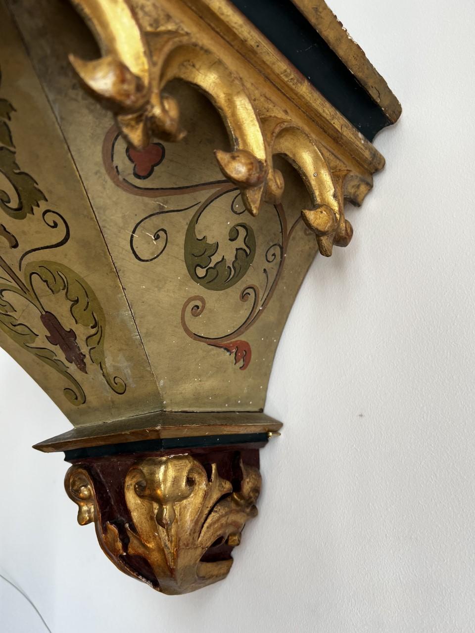 Italian Antique Early 19th Century Venetian Hand Painted and Gold Gilded Console/Bracket For Sale