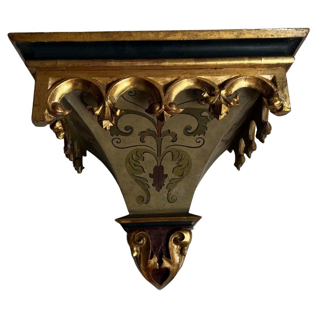 Antique Early 19th Century Venetian Hand Painted and Gold Gilded Console/Bracket For Sale