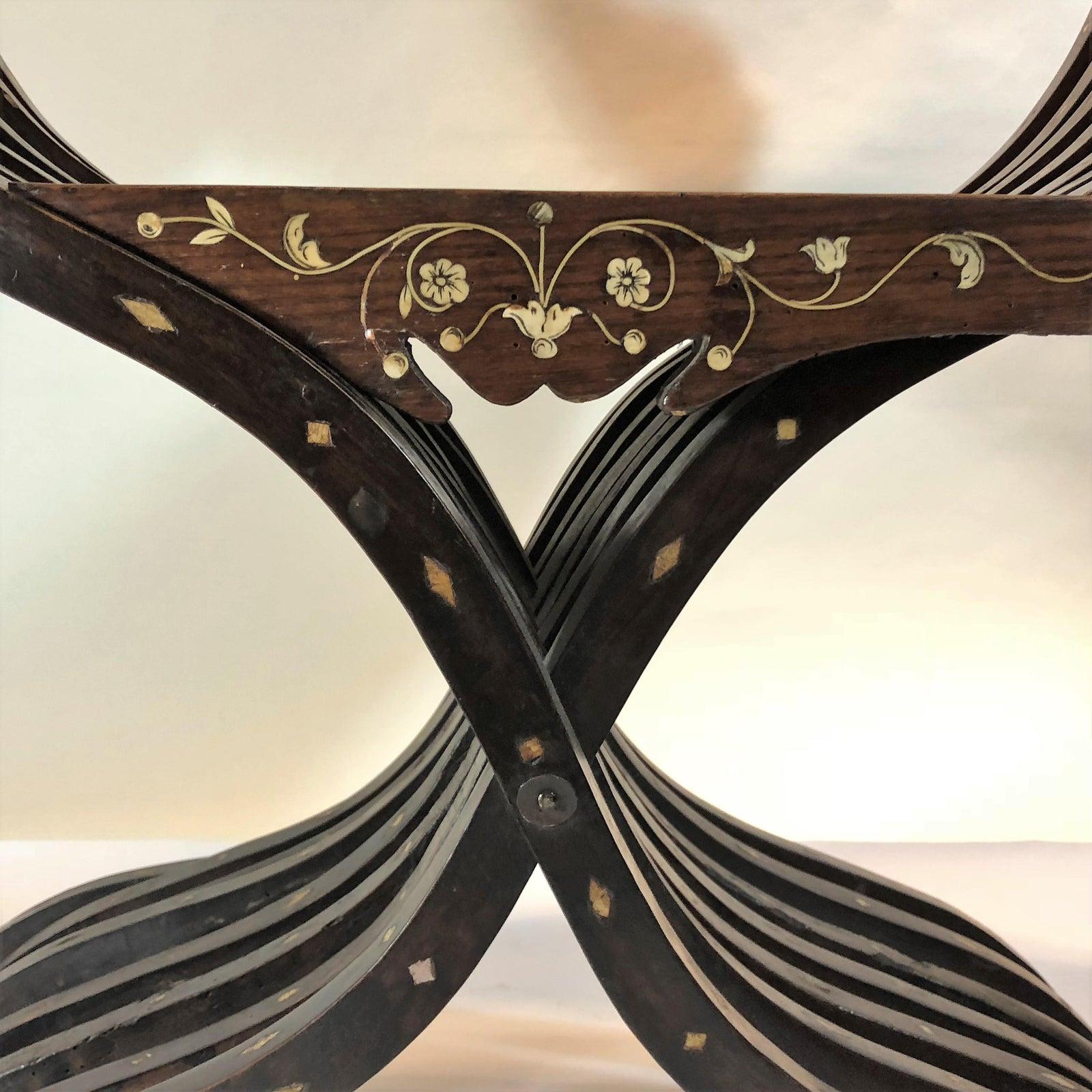 Antique Early 19th Century Venetian Savonarola Style Rosewood Armchair For Sale 3