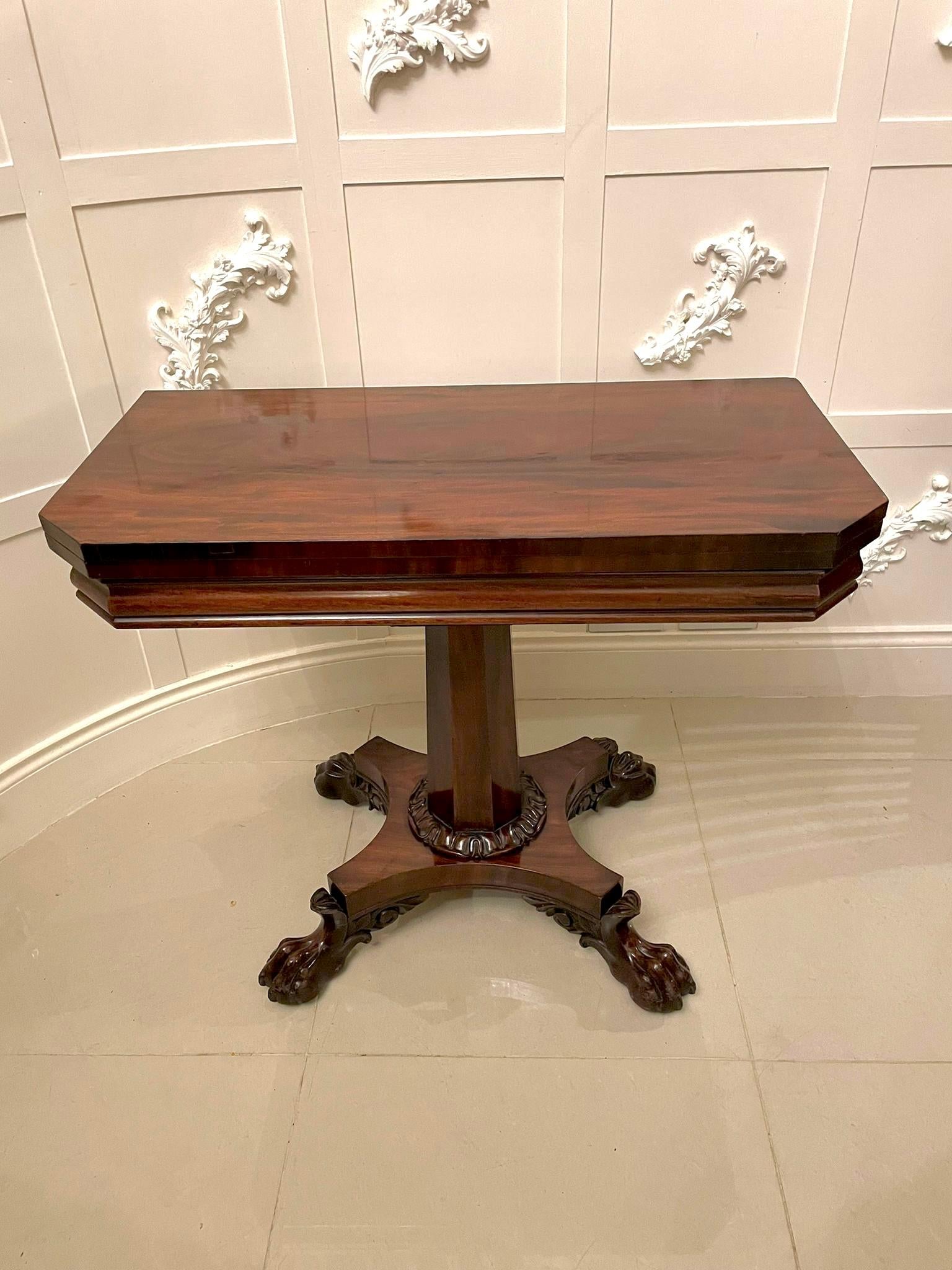 Carved Antique Early 19th Century William IV Quality Figured Mahogany Tea Table  For Sale