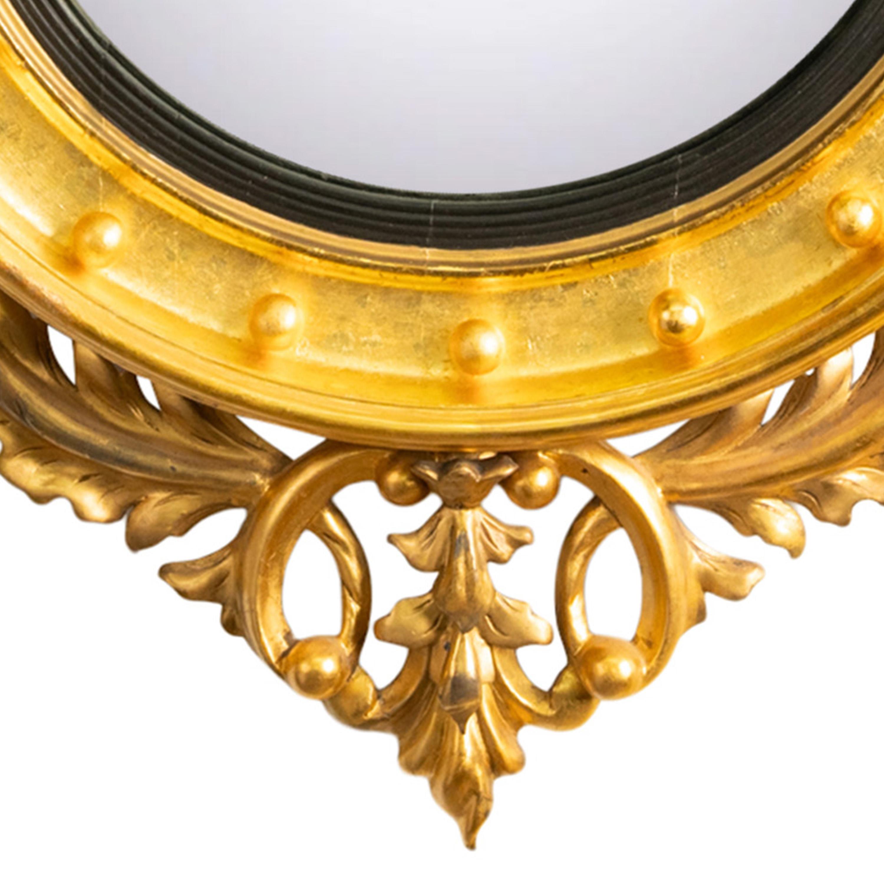 Antique Early 19thC American Federal Period Convex Gilt Wood Eagle Mirror 1820 For Sale 4