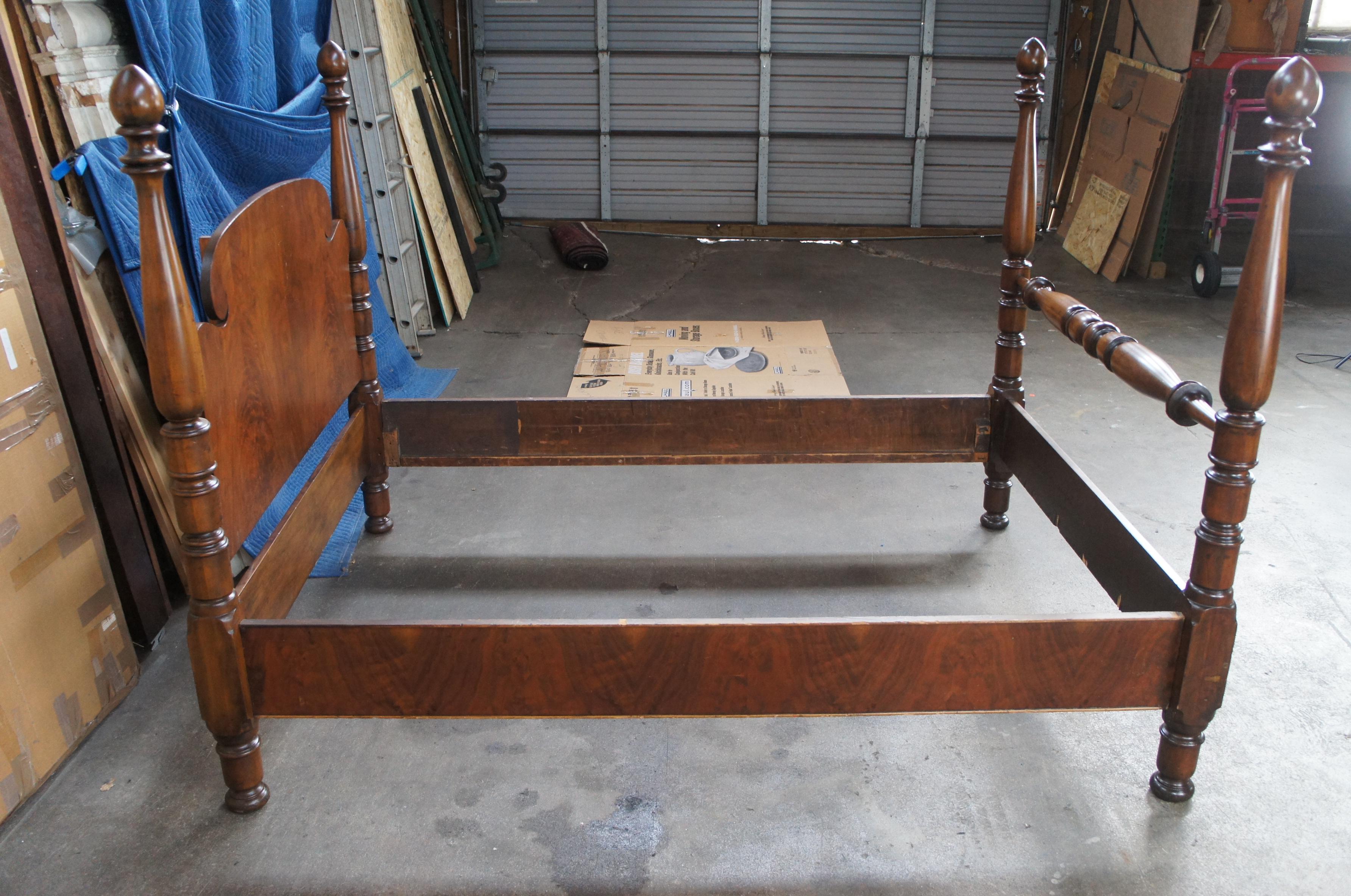 Antique Early 20th C. Georgian Sheraton American Mahogany Full Size Poster Bed 7