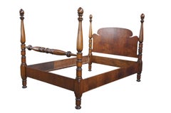 Antique Early 20th C. Georgian Sheraton American Mahogany Full Size Poster Bed