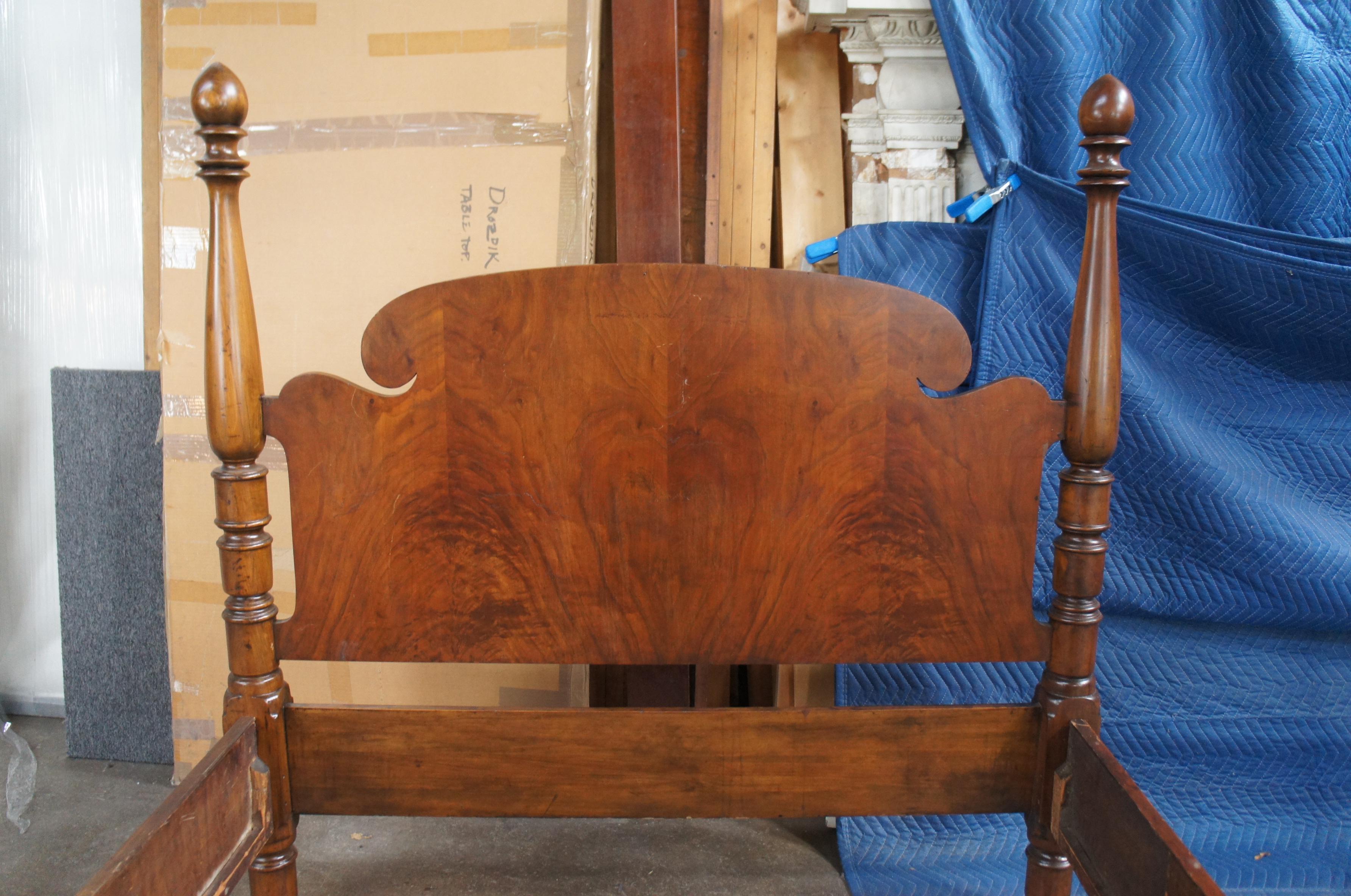 Antique Early 20th C. Georgian Sheraton American Mahogany Full Size Poster Bed 4