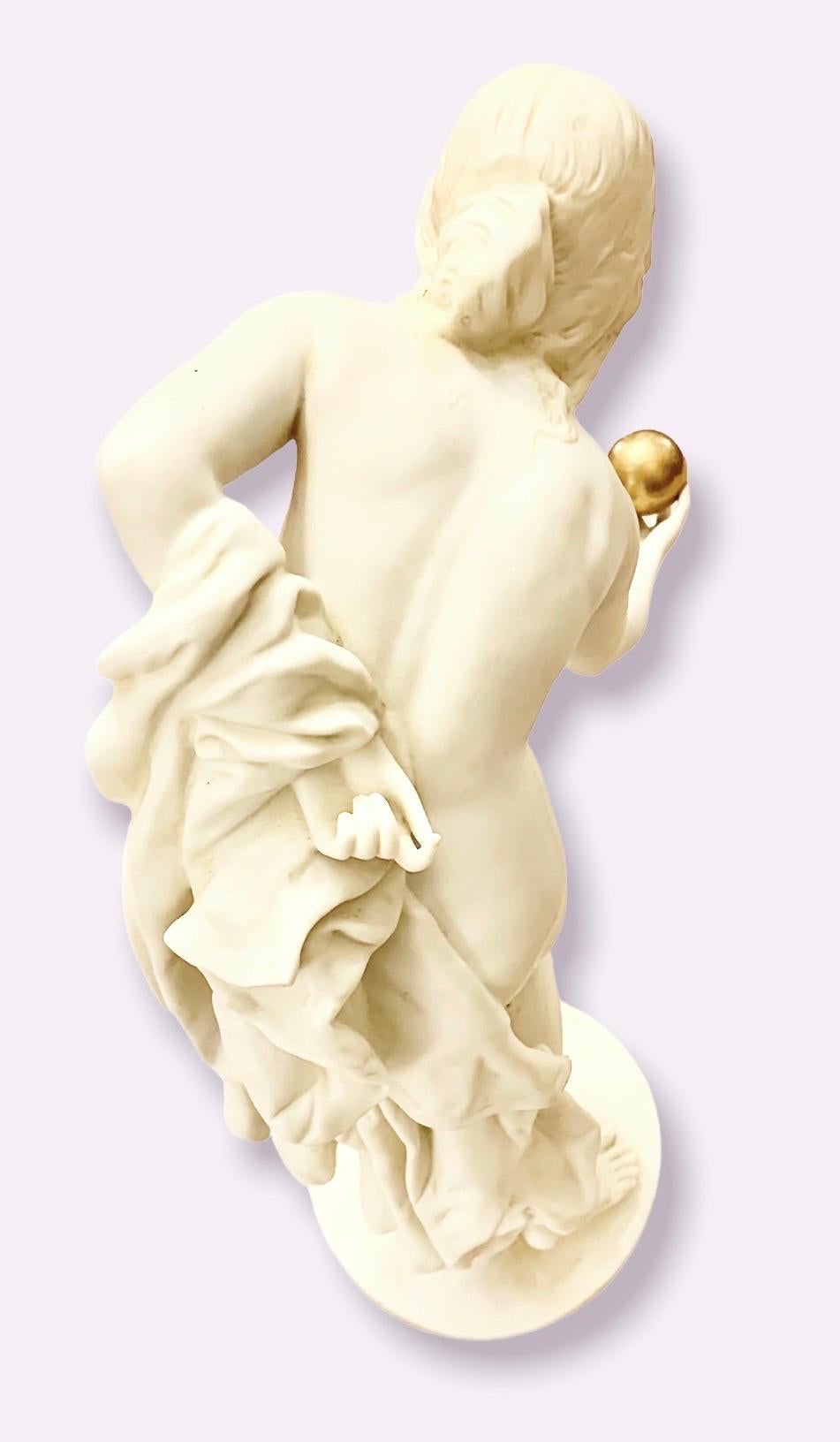 William IV Antique Early 20th C Parian Figure, Woman with Gold Ball For Sale