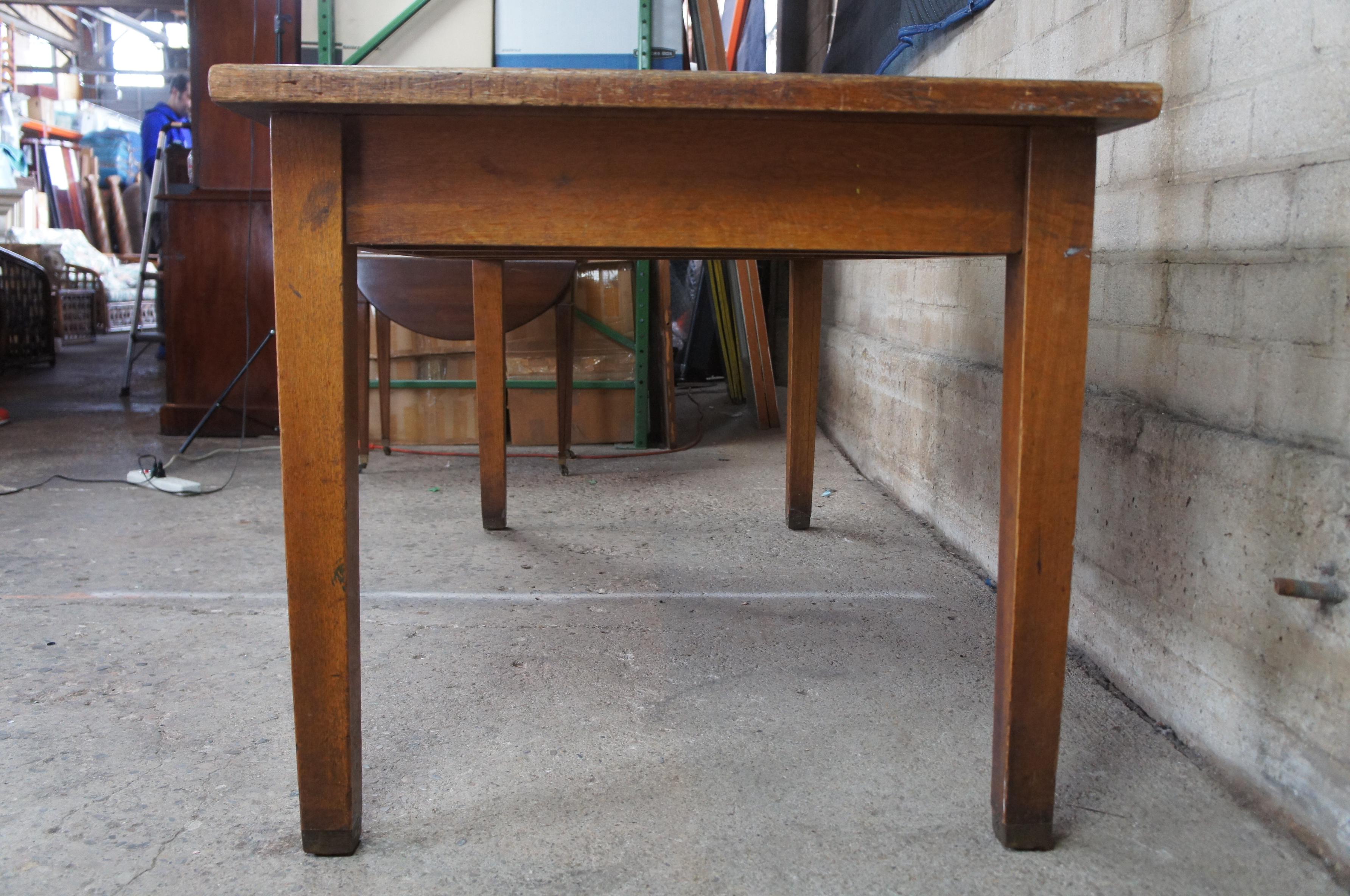 Antique Early 20th C. Quartersawn Oak Postal Office Desk Farmhouse Library Table 1