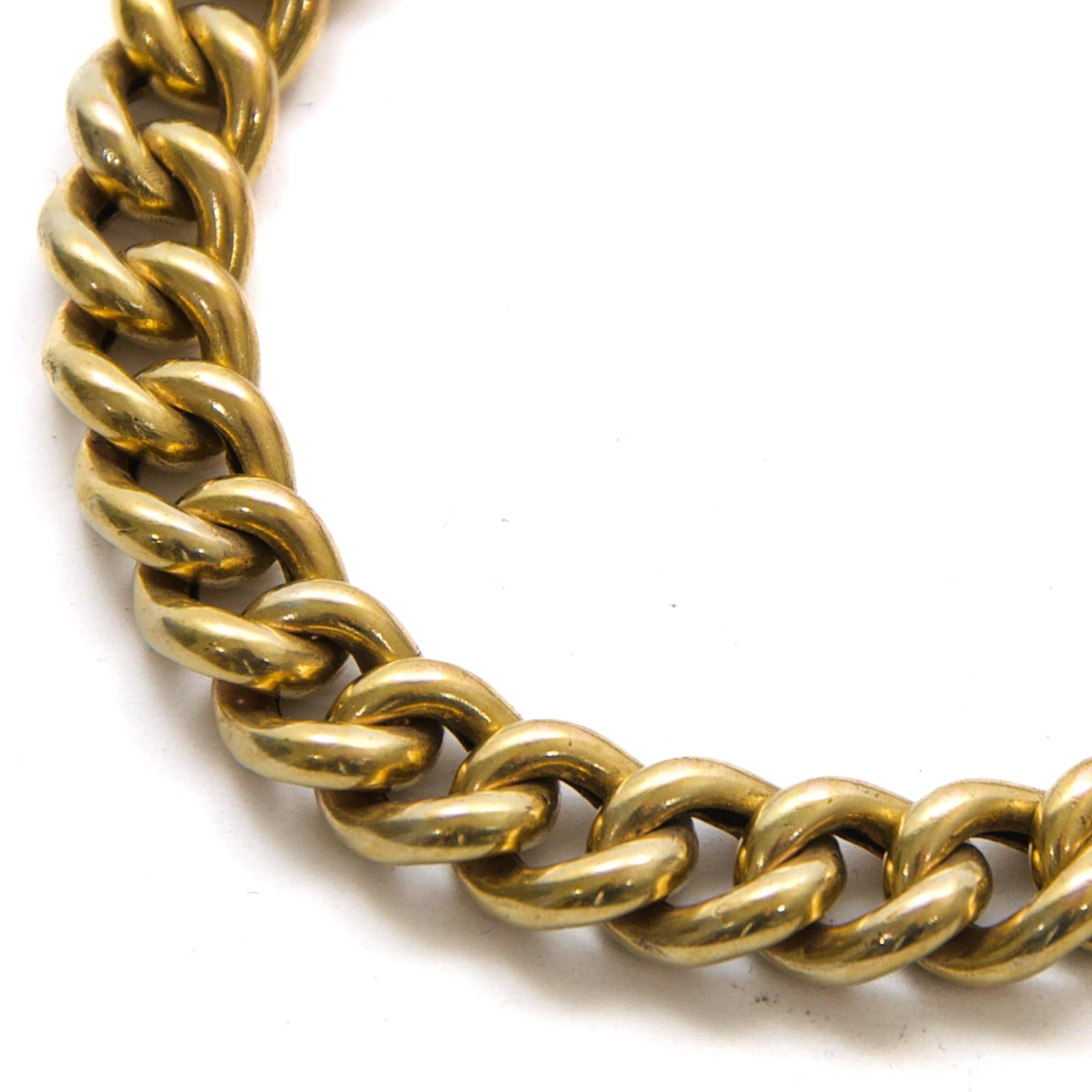 Antique Early 20th Century 14K Gold Hand-Engraved Curb Chain Bracelet in vendita 4