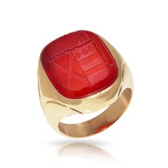 Antique Early 20th Century 18KT Gold Carnelian Intaglio Signet Ring