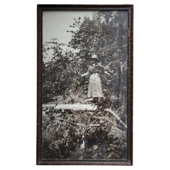 Antique Early 20th Century American Photograph of Woman Fishing