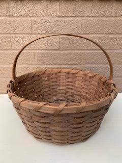 Antique Early 20th Century American Splint Oak Basket