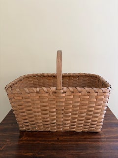 Antique Early 20th Century American Splint Oak Basket
