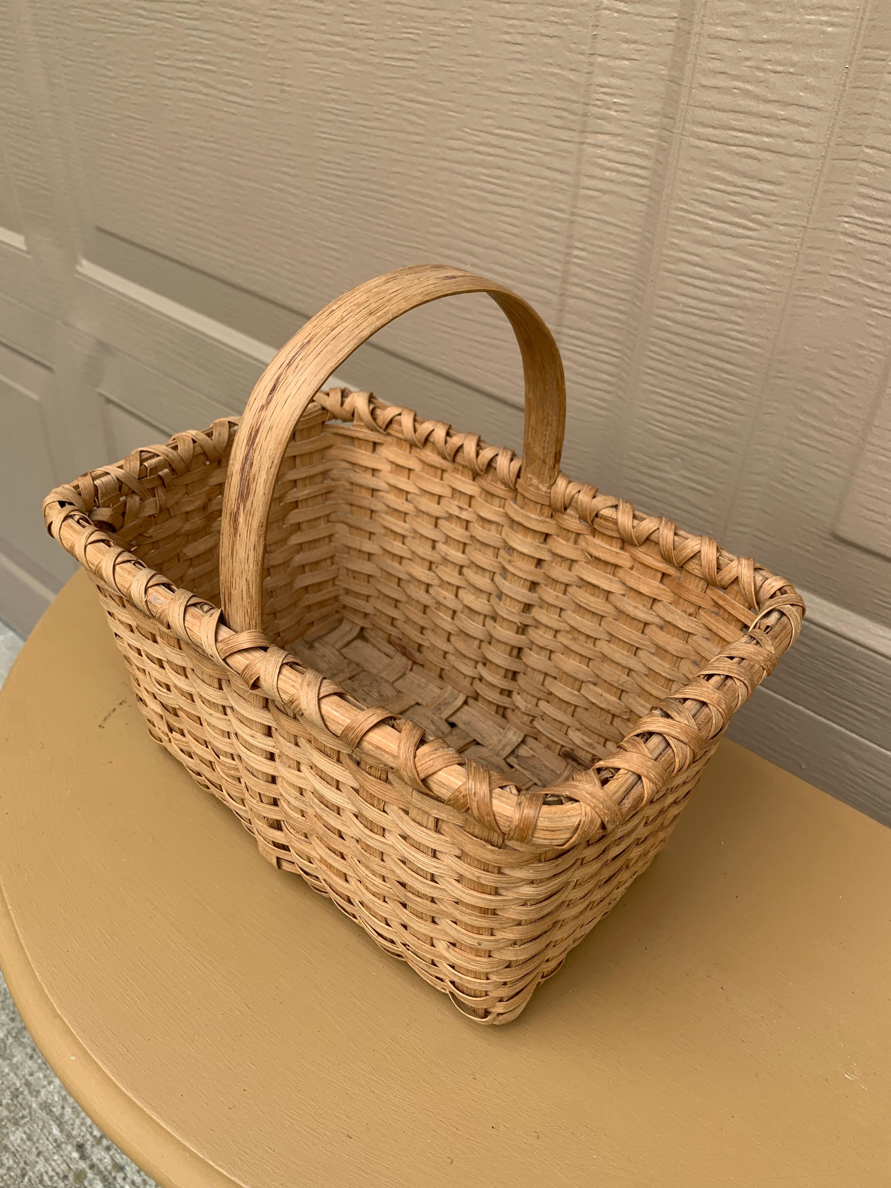 Country Panier ancien en chêne fendu américain du début du 20e siècle en vente
