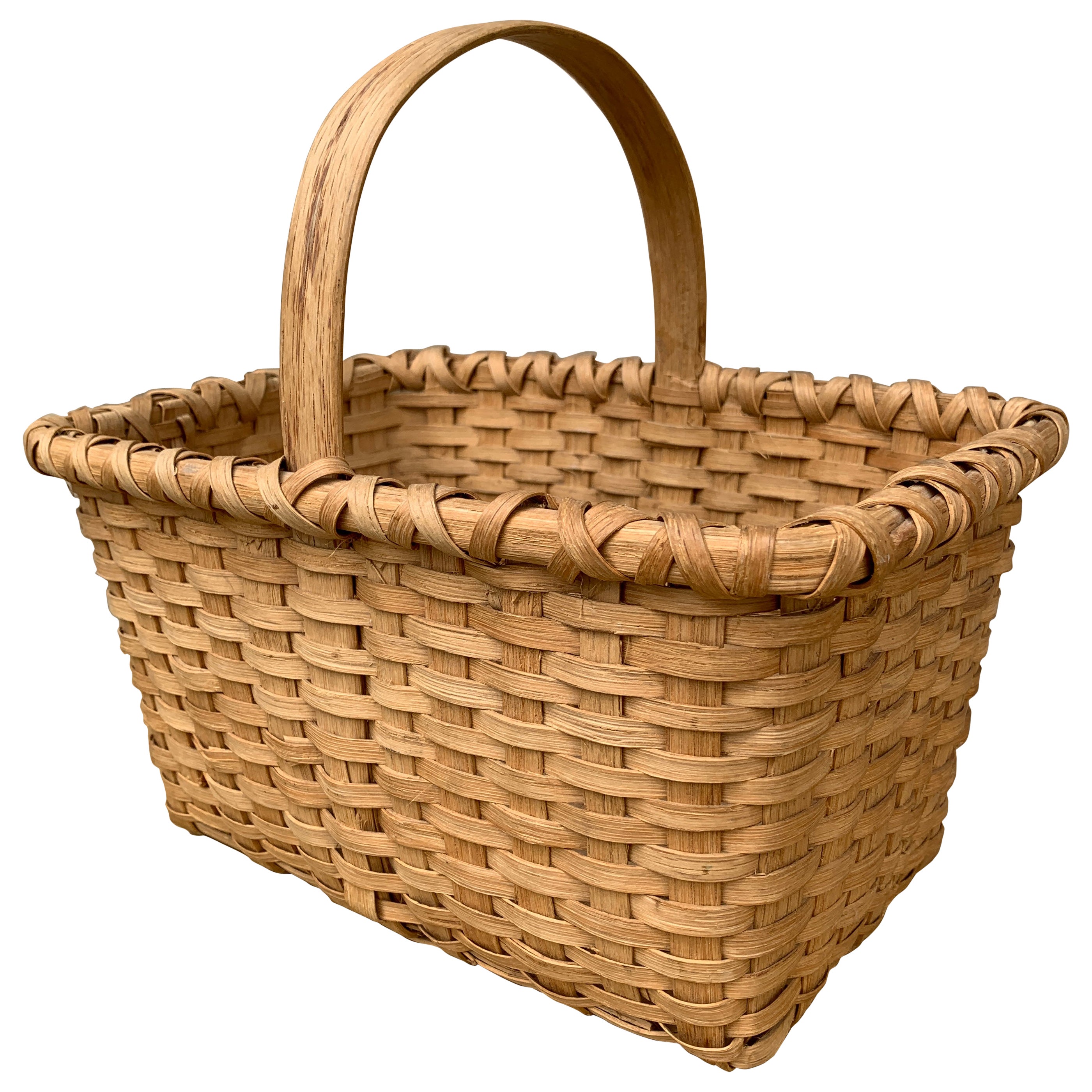 Panier ancien en chêne fendu américain du début du 20e siècle